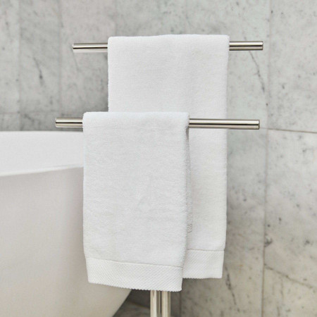 FK616 Smedbo Outline Stainless Steel Freestanding Double Towel Rail Close Up