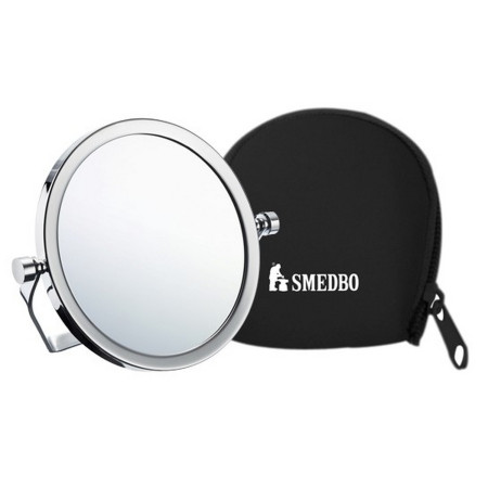 FK443 Smedbo Outline Travel Mirror with Swivel Stand Travel Zip Case