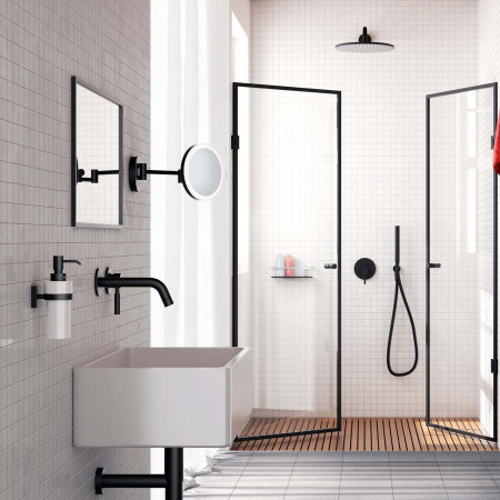FK485EBP Smedbo Outline Wall Mounted Black Mirror with LED Technology Lifestyle