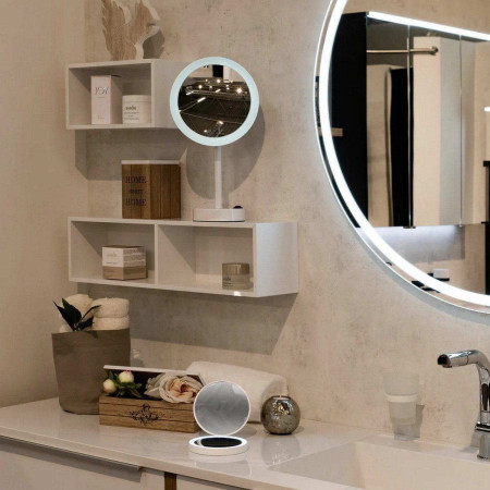 FK484EWP Smedbo Outline White Shaving and Makeup LED Mirror Lifestyle