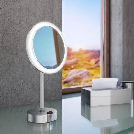 FK484EP Smedbo Shaving & Make Up Mirror With LED Technology Polished Chrome Lifestyle