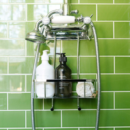 DK3048 Smedbo Sideline 355mm Shower Mixer Basket Polished Chrome Installed on Shower Valve