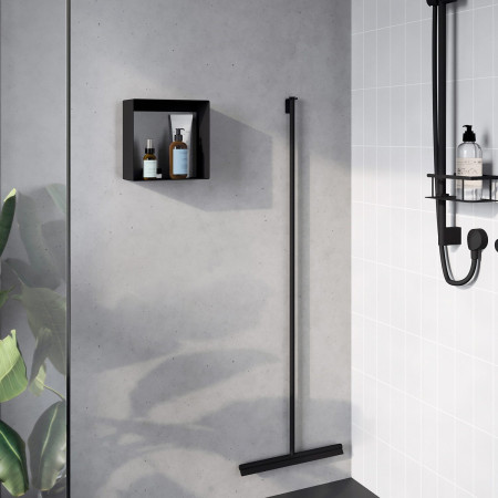 DB5021 Smedbo Sideline Black Bathroom and Shower Shelf with Shower Squeegee