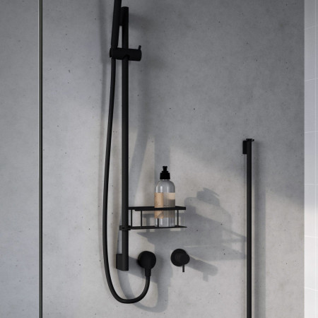 DB3008 Smedbo Sideline Black Riser Rail Shower Basket Lifestyle