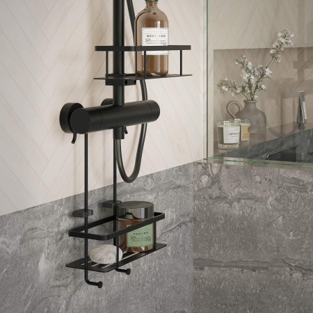 DB3048 Smedbo Sideline Black Shower Mixer Basket Lifestyle