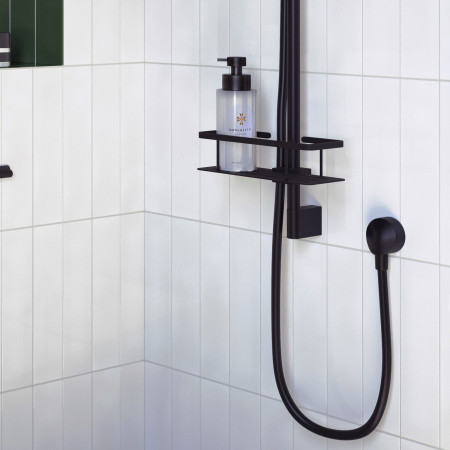 DB3006 Smedbo Sideline Black Shower Riser Rail Basket Installed on a Shower