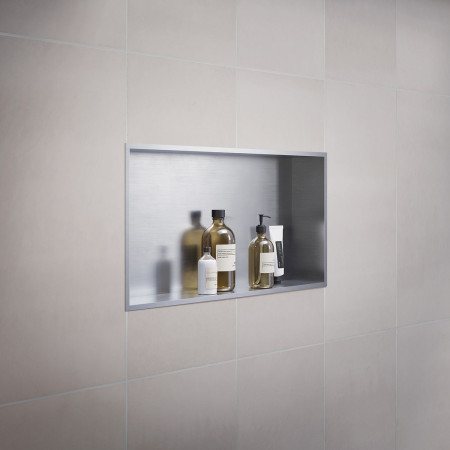 DS5023 Smedbo Sideline Brushed 600 x 300mm Shower and Bathroom Wall Niche Lifestyle