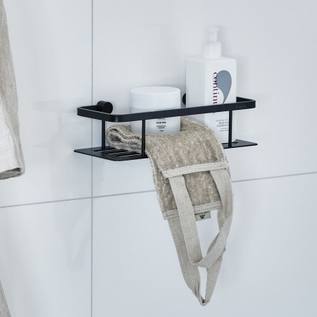 DB3001 Smedbo Sideline Design Matt Black Shower Basket Bathroom Setting