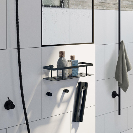 DB3001 Smedbo Sideline Design Matt Black Shower Basket Lifestyle