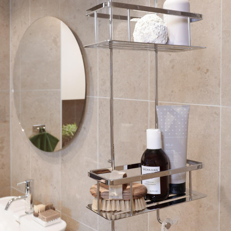 DK3041 Smedbo Sideline Double Hanging Shower Basket Polished Chrome Lifestyle