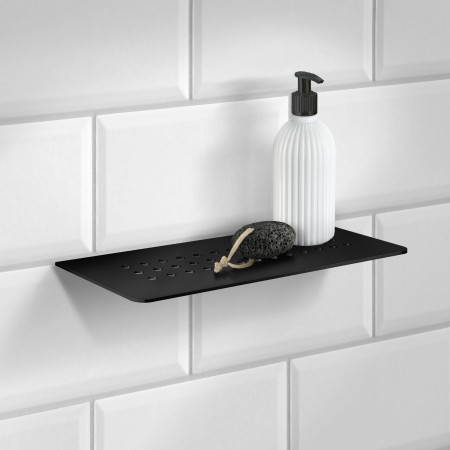DB3061 Smedbo Sideline Grout Line Black Rectangular Shelf Lifestyle