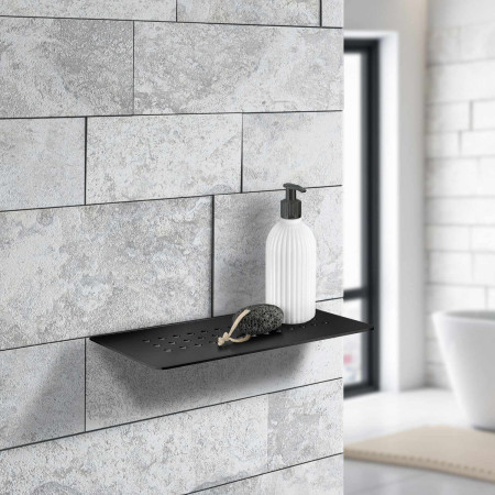 DB3061 Smedbo Sideline Grout Line Black Rectangular Shelf Bathroom Setting