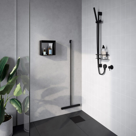 DB2170 Smedbo Sideline Matt Black Floor Squeegee with Hook Lifestyle