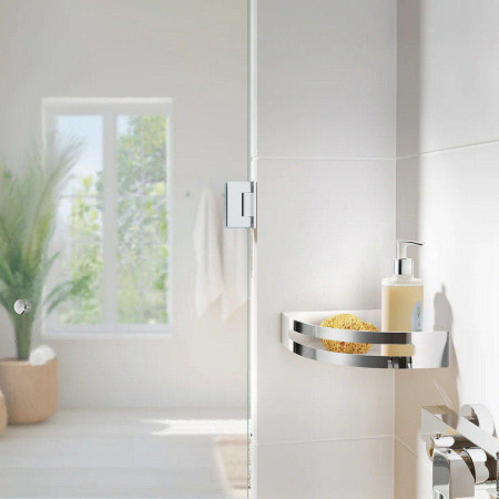 DK4011 Smedbo Sideline Polished Stainless Steel Corner Shower Basket with Insert Lifestyle