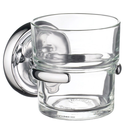 Smedbo Villa Glass Tumbler & Holder Polished Chrome