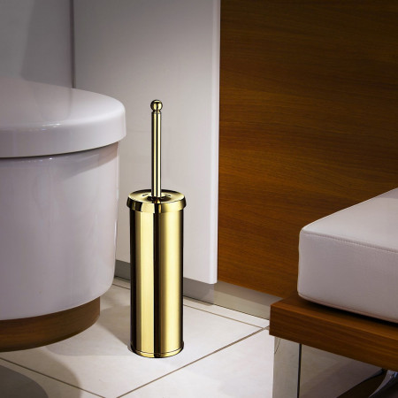 V233 Smedbo Villa Polished Brass Toilet Brush and Holder Lifestyle