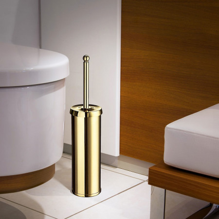 V233 Smedbo Villa Polished Brass Toilet Brush and Holder (2)