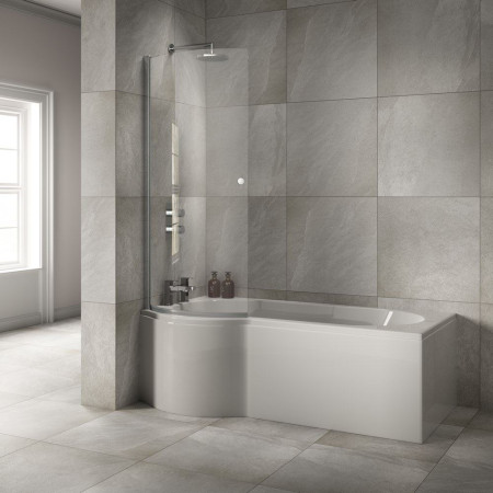 Vantara Presence 1470 x 746mm P Shaped Curved Shower Bath Screen