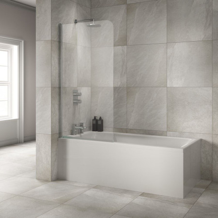 Vantara Screen8 1500 x 800mm Chrome Half Radius Hinged Bath Screen