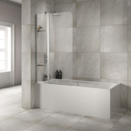 Vantara Screen8 1500 x 900mm Chrome Half Radius Extended Hinged Bath Screen