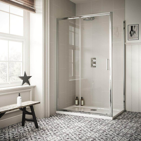 VAG6C11 Vantara 6 1100mm Chrome Sliding Shower Door with Side Panel