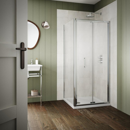 VAG6C27 Vantara 6 760mm Chrome Bifold Shower Door with Side Panel