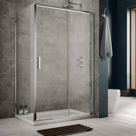 VAG8C10 Vantara 8 1000mm Chrome Sliding Shower Door with Side Panel