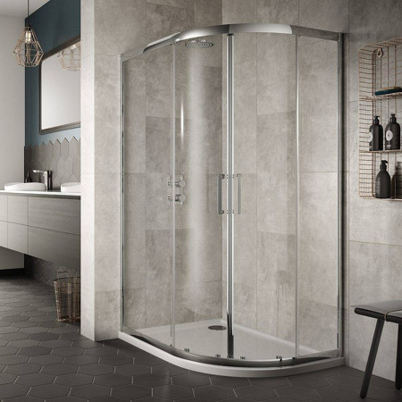 Vantara 8 1200 x 900mm Chrome Double Door Offset Quadrant Shower Enclosure