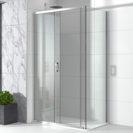 VATHV1C/VATHVAC Vantara Thrive 1200mm Chrome Sliding Shower Door with a Side Panel