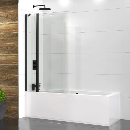 Vantara Thrive 1500 x 979mm Black Extended Luxury Bath Screen