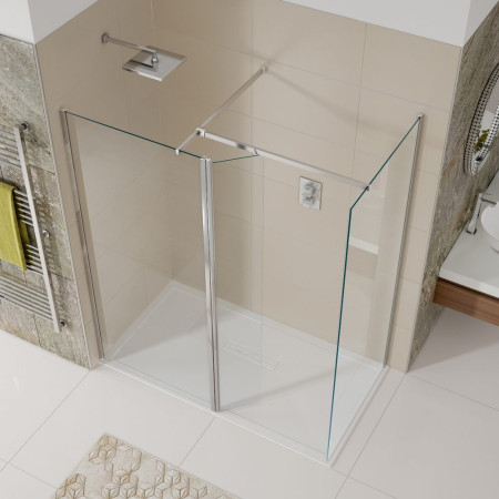 VATHVW140C Vantara Thrive 1400mm Chrome Wetroom Panel with Side Panel