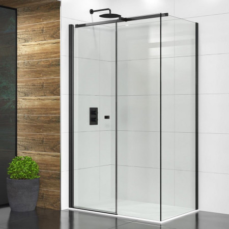 Vantara Thrive 800mm Black In Out Pivot Corner Shower Door