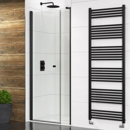 Vantara Thrive 800mm Black In Out Pivot Recess Shower Door