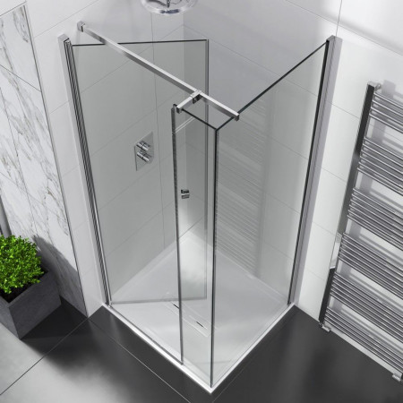 VATHV3C/VATHVHC Vantara Thrive 1400mm Chrome In Out Pivot Corner Shower Door with Side Panel