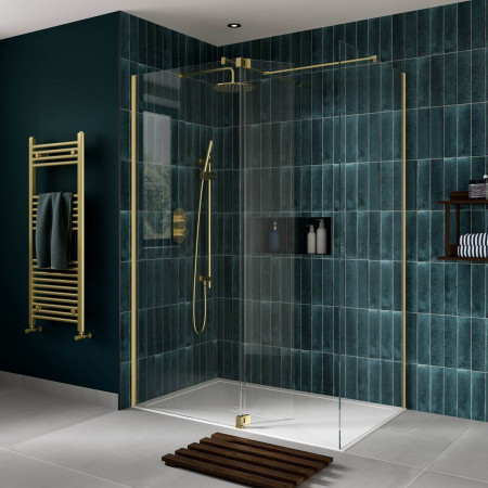 Vantara Hydro 800mm Brushed Brass 8mm Wetroom Panel