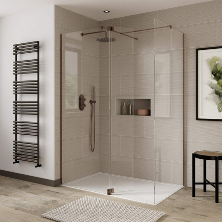 Vantara Hydro 500mm Brushed Bronze 8mm Wetroom Panel