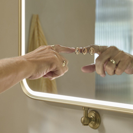 ALM40ABR Tavistock Alderbury Arch 400 x 800mm Brushed Brass Illuminated Bathroom Mirror Touch Sensor Buttons