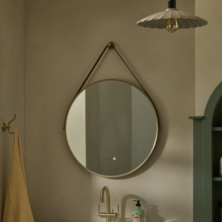 ALM60CBR Tavistock Alderbury Circular 600mm Brushed Brass Illuminated Bathroom Mirror LED Lights Switched Off