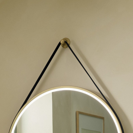 ALM60CBR Tavistock Alderbury Circular 600mm Brushed Brass Illuminated Bathroom Mirror with Optional Black Strap