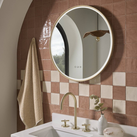 ALM80CBR Tavistock Alderbury Circular 800mm Brushed Brass Illuminated Bathroom Mirror Lifestyle