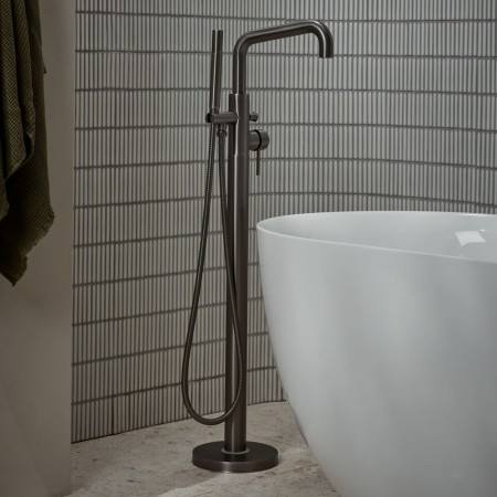 TAN4305 Tavistock Anthem Freestanding Bath Shower Mixer in Gunmetal Bathroom Setting