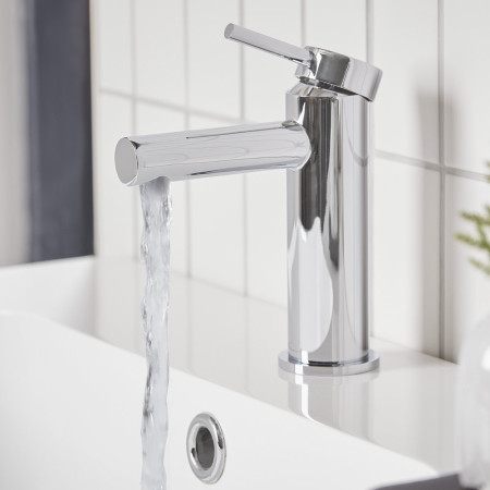 TAN61 Tavistock Anthem Mini Basin Mixer with Click Waste in Chrome Switched On