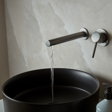 TAN1905 Tavistock Anthem Wall Mounted Basin Mixer in Gunmetal Bathroom Setting