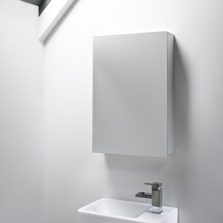 BA44AL Tavistock Balance Aluminium Single Door Cabinet Bathroom Setting