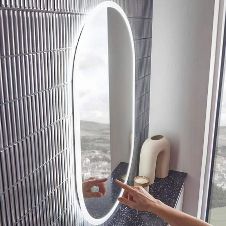 BTM50V Tavistock Beta 490mm Oval Illuminated Mirror Touch Sensor
