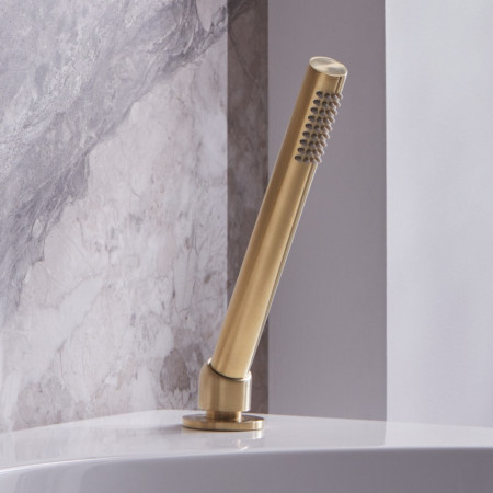 T221504 Tavistock Brushed Brass Round Bath Deck Mounted Shower Handset Kit (2)