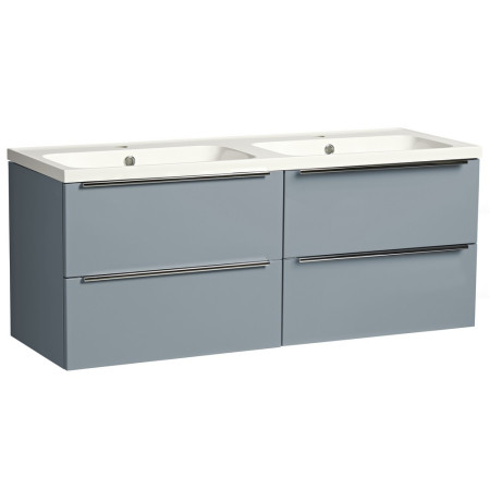 Tavistock Cadence 1200mm Wall Mounted Double Basin Vanity Unit in Gloss Spruce