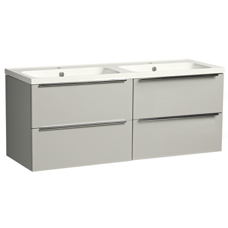 Tavistock Cadence 1200mm Wall Mounted Double Basin Vanity Unit in Light Grey