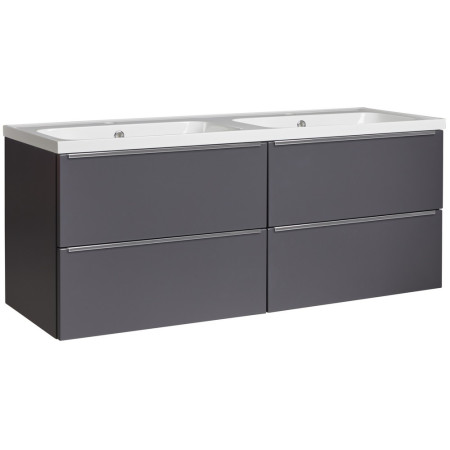 Tavistock Cadence 1200mm Wall Mounted Double Basin Vanity Unit in Storm Grey