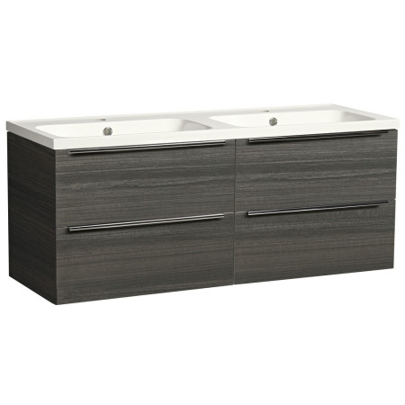 Tavistock Cadence 1200mm Wall Mounted Double Basin Vanity Unit in Tundra Wood